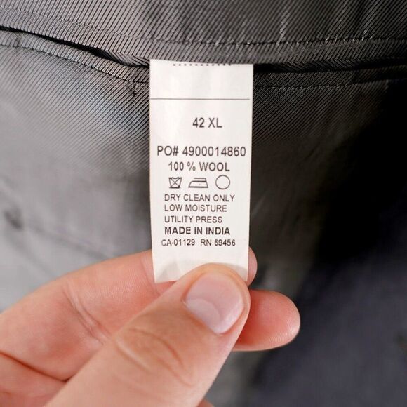 Calvin Klein Wool Gray 2 Button 2 Piece Suit 42L 36/32 High Rise Flat Front Part - Picture 12 of 16